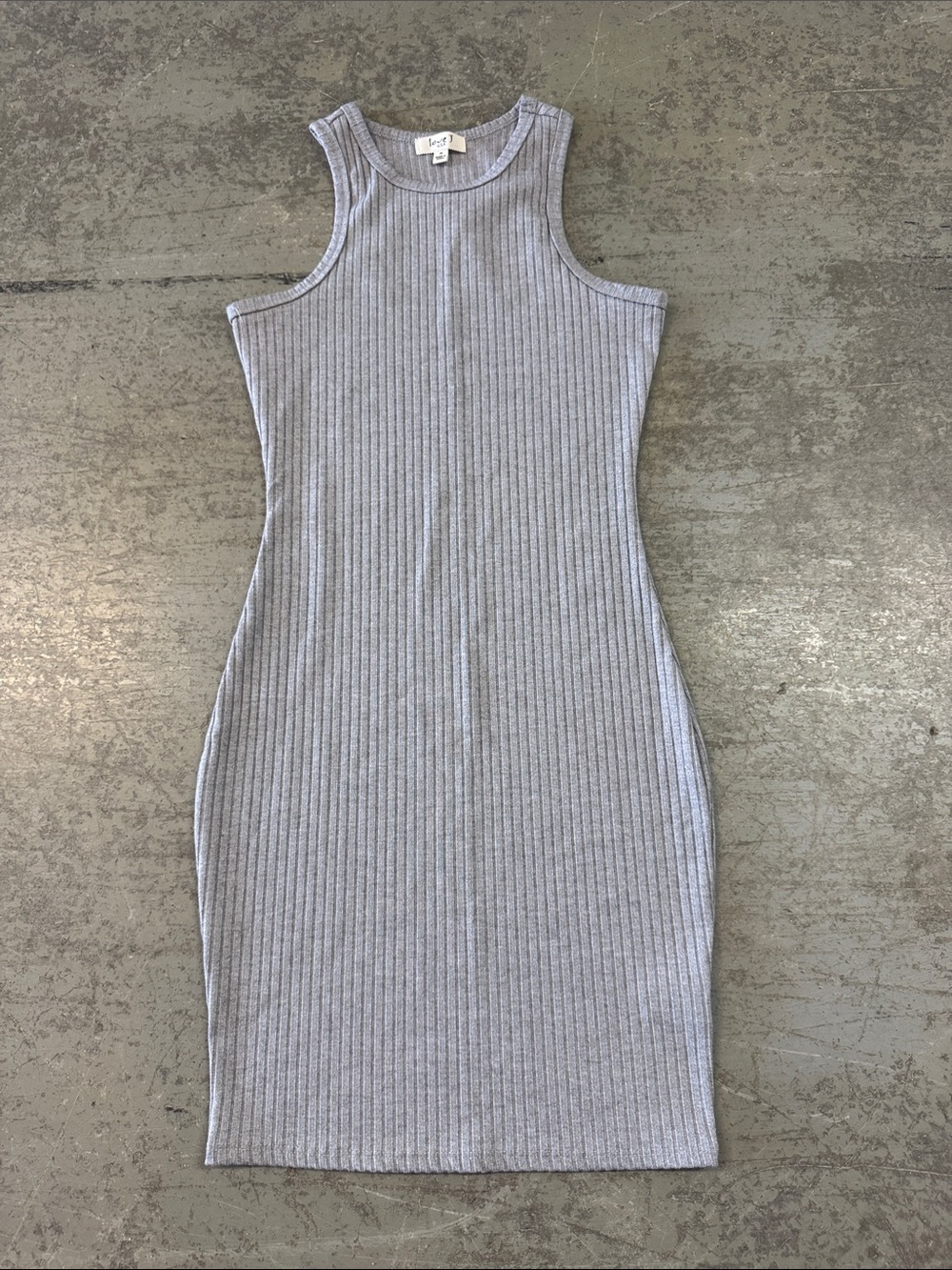 Love J U.S.A Ribbed Tank Bodycon Dress - Light Gray